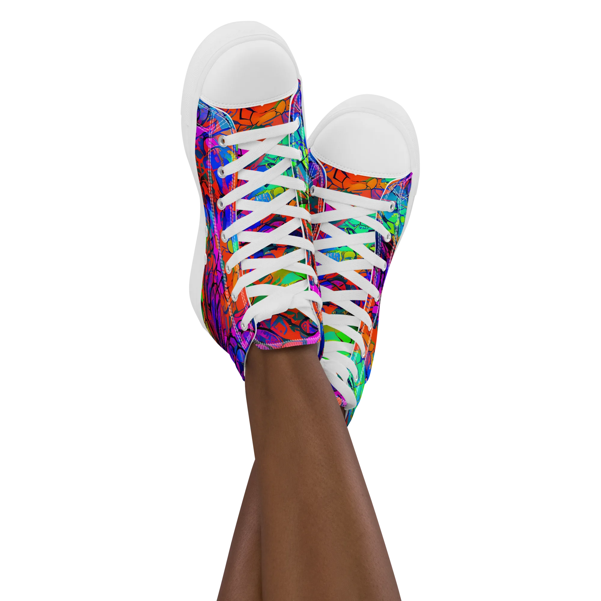 Fluorescent Reverie on Women's High Top Canvas Shoes — Front