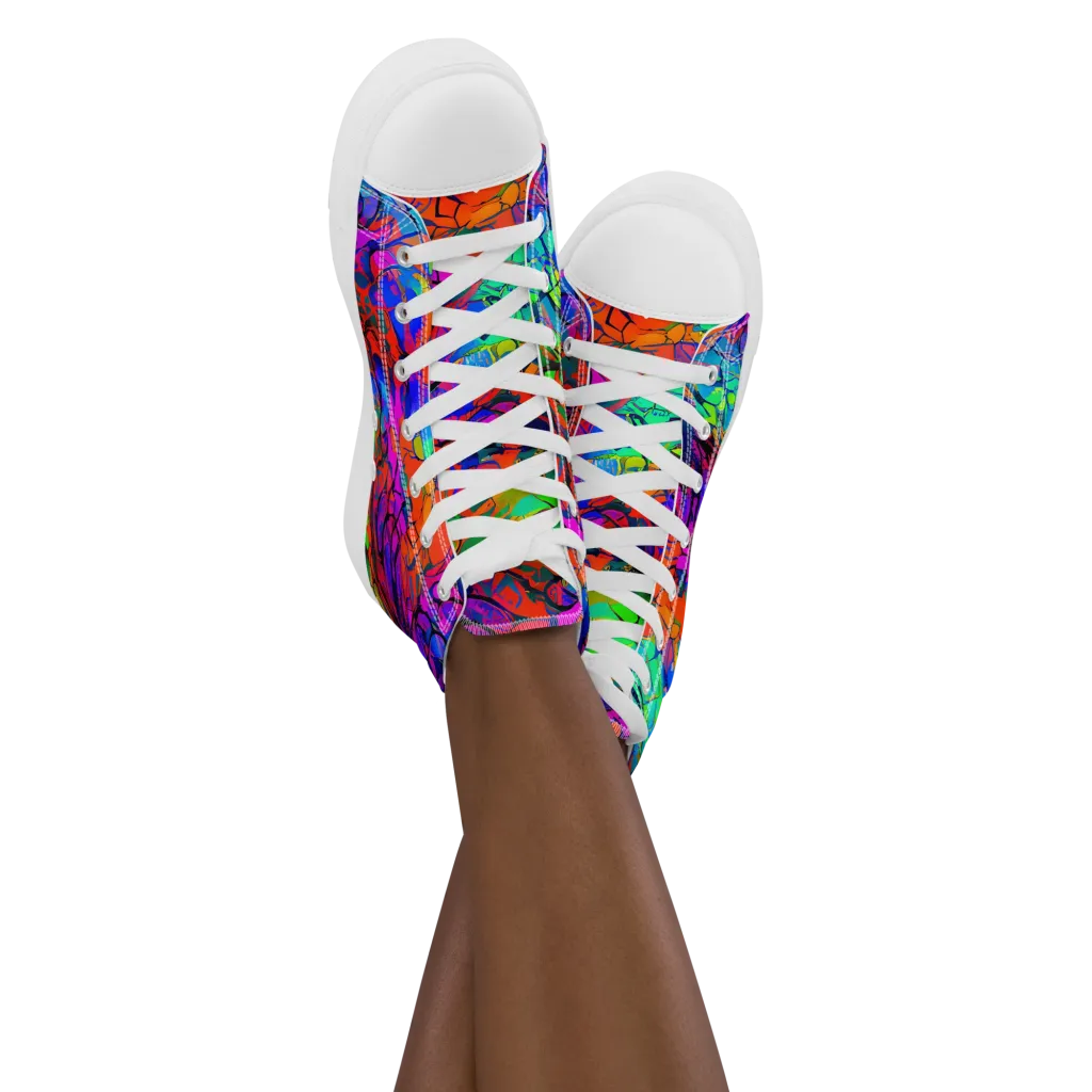 Fluorescent Reverie on Women's High Top Canvas Shoes — Front