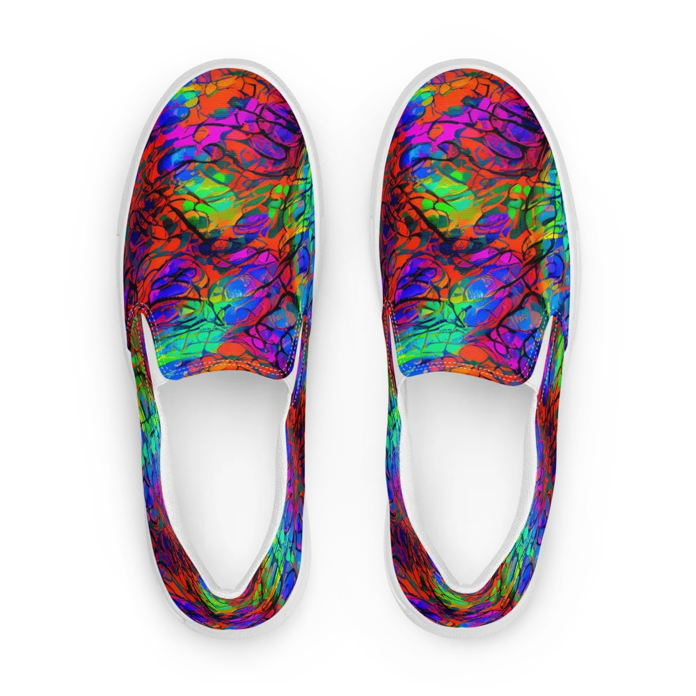 Fluorescent Reverie on Men's Slip-On Canvas Shoes — Front