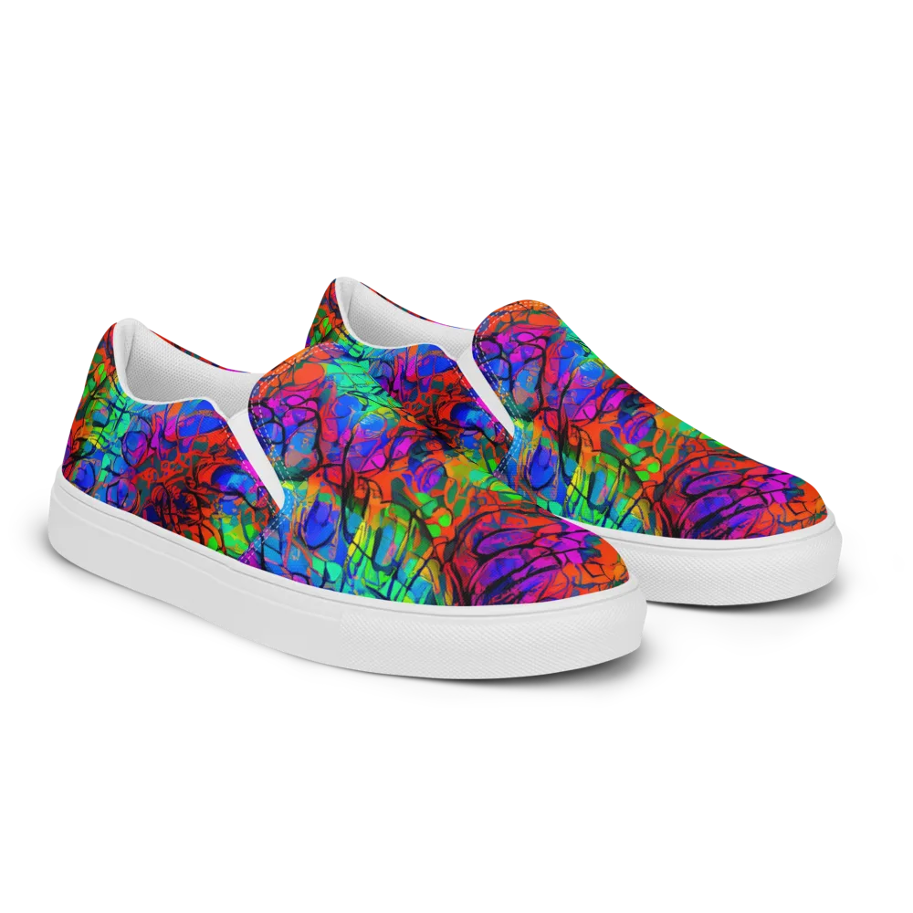 Fluorescent Reverie on Men's Slip-On Canvas Shoes — Right Front