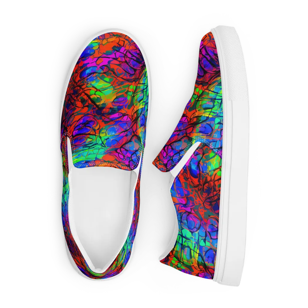 Fluorescent Reverie on Men's Slip-On Canvas Shoes — Front
