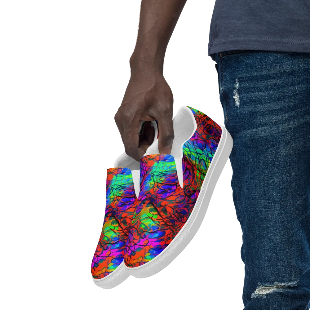 Fluorescent Reverie on Men's Slip-On Canvas Shoes — Left Front