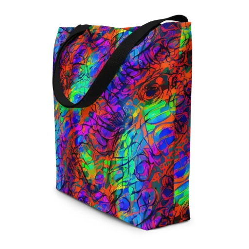 Fluorescent Reverie on a Large Tote Bag W/ Pocket