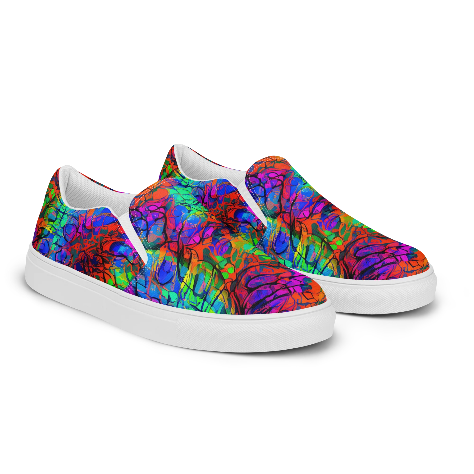 Fluorescent Reverie on Women's Slip-On Canvas Shoes — Right Front