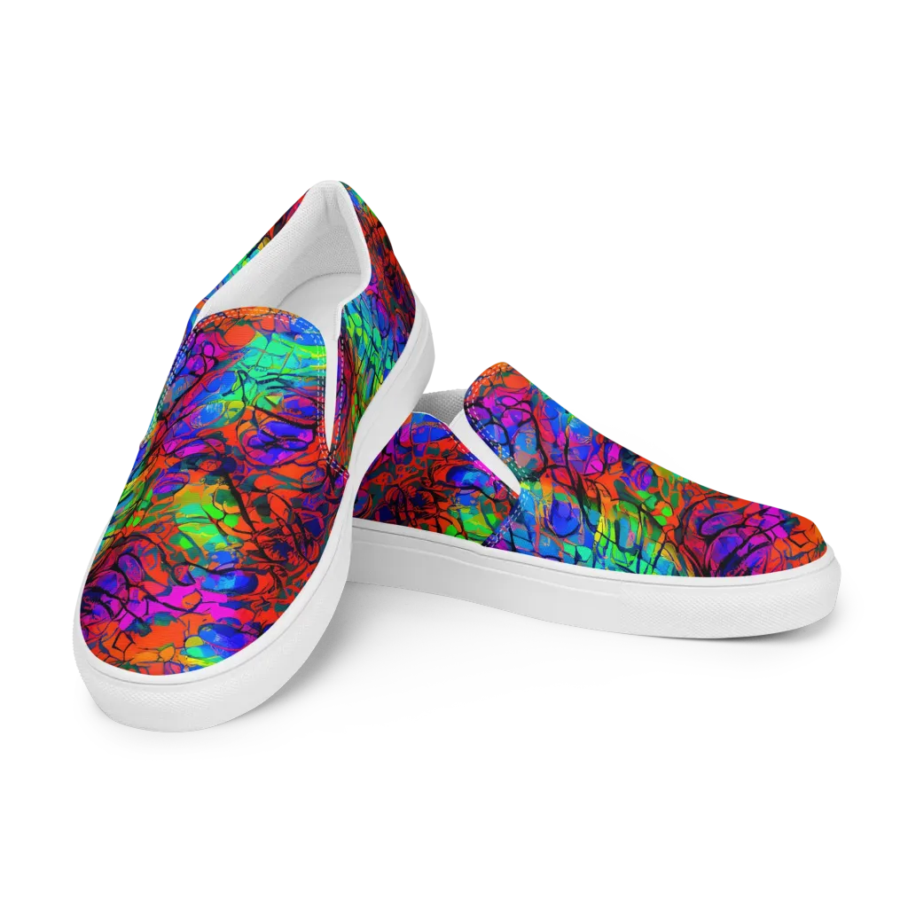 Fluorescent Reverie on Women's Slip-On Canvas Shoes — Left Front