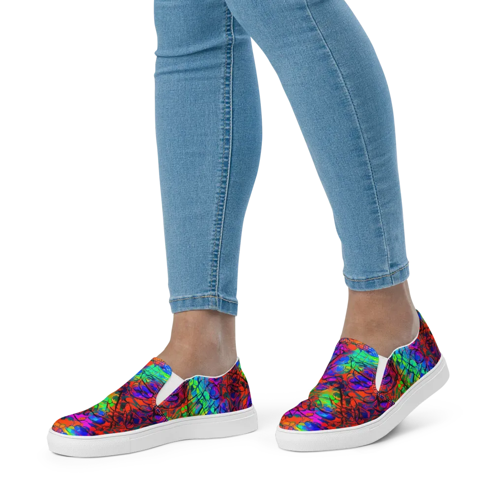 Fluorescent Reverie on Women's Slip-On Canvas Shoes — Front