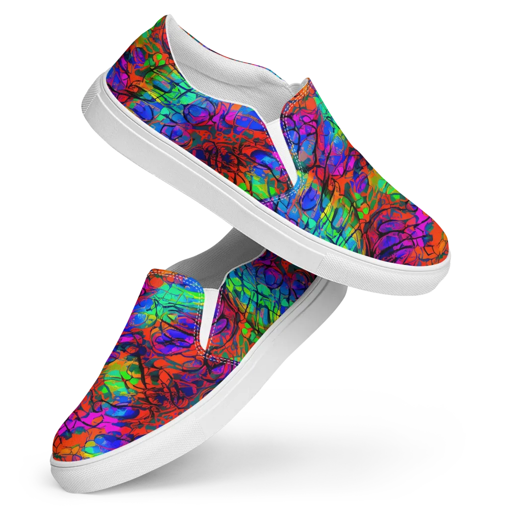 Fluorescent Reverie on Women's Slip-On Canvas Shoes — Front