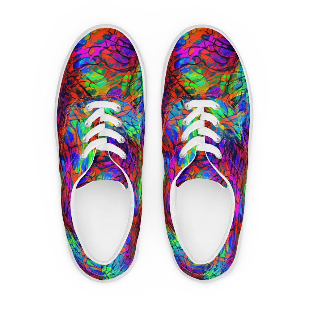 Fluorescent Reverie on Men's Lace-Up Canvas Shoes — Front