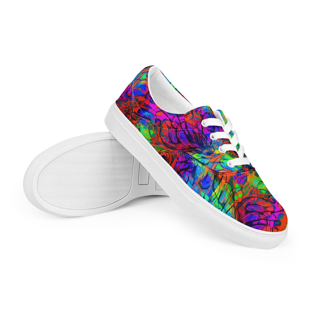 Fluorescent Reverie on Men's Lace-Up Canvas Shoes — Right Front