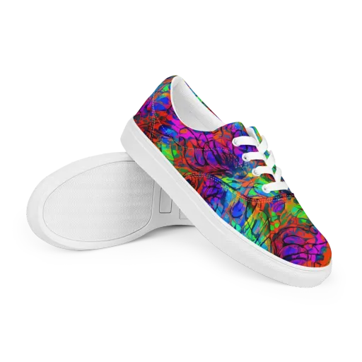 Fluorescent Reverie on a Men's Lace-Up Canvas Shoes