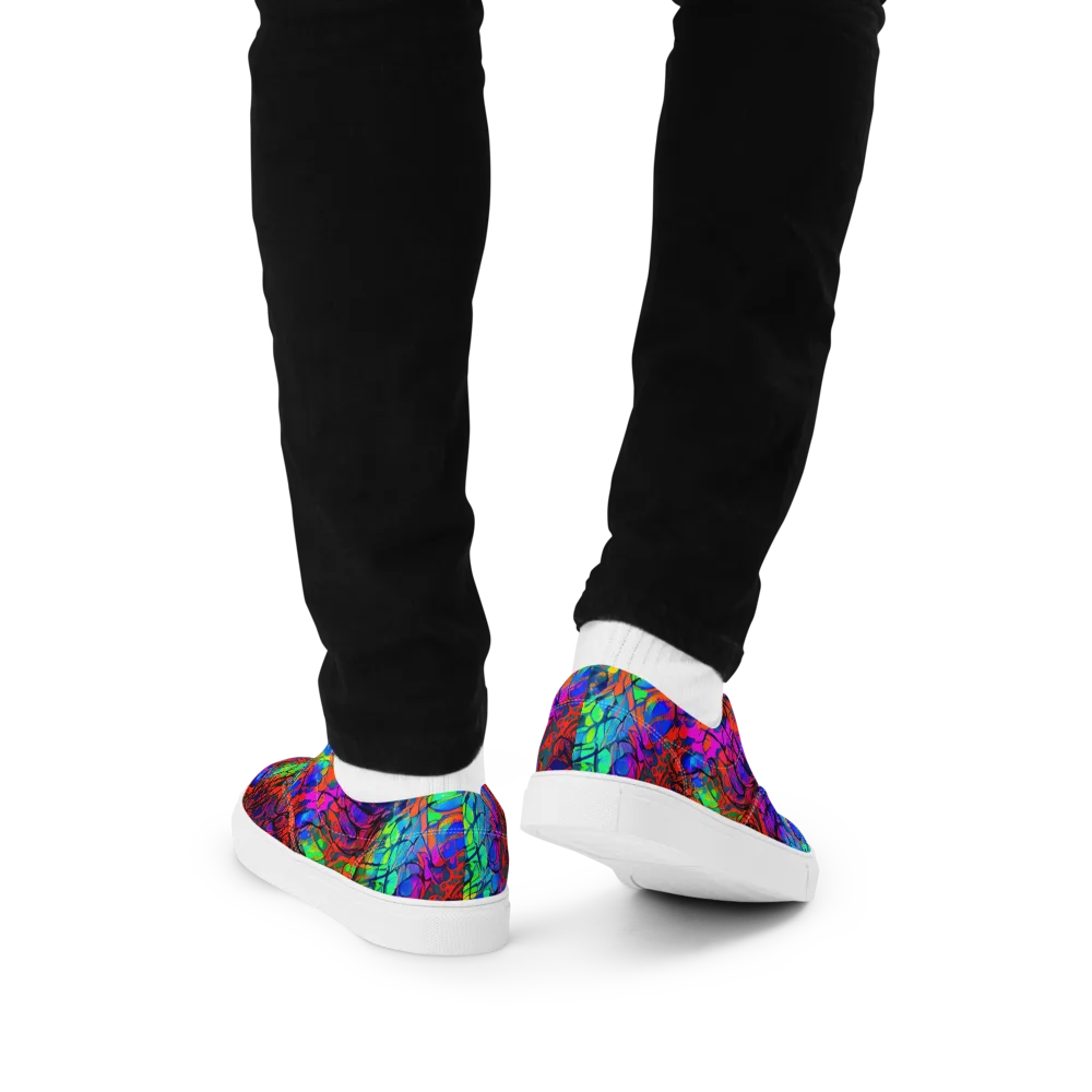 Fluorescent Reverie on Men's Lace-Up Canvas Shoes — Back