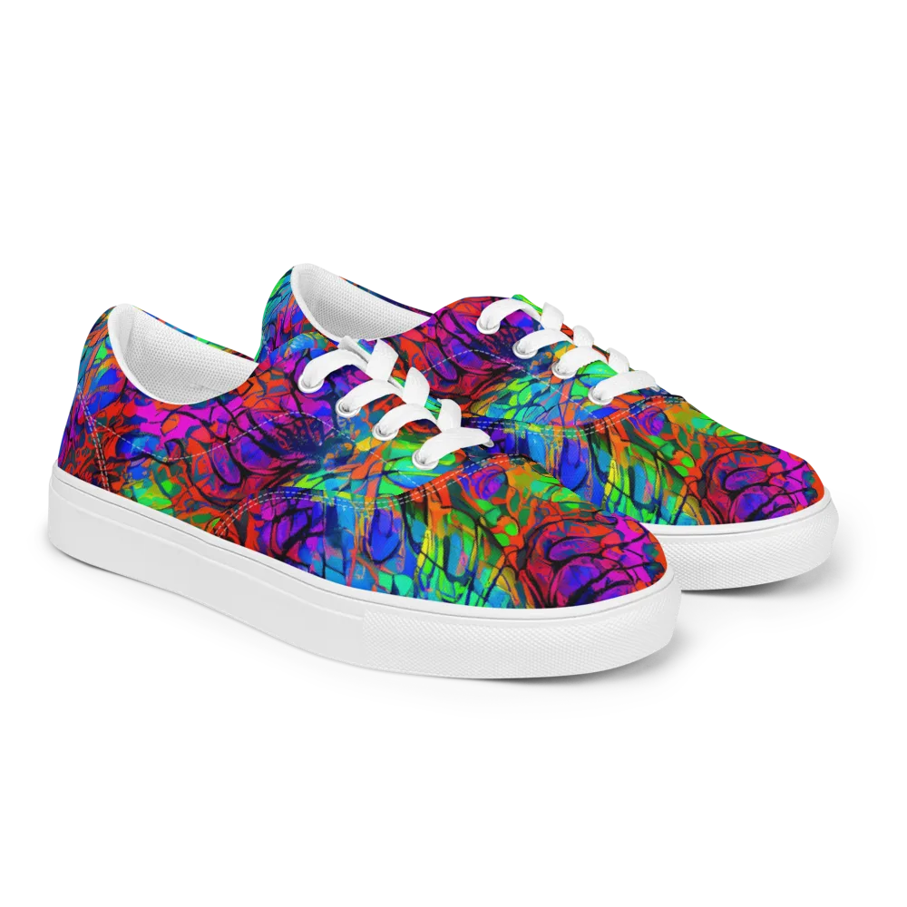 Fluorescent Reverie on Men's Lace-Up Canvas Shoes — Right Front