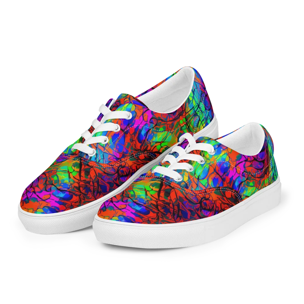 Fluorescent Reverie on Men's Lace-Up Canvas Shoes — Left Front