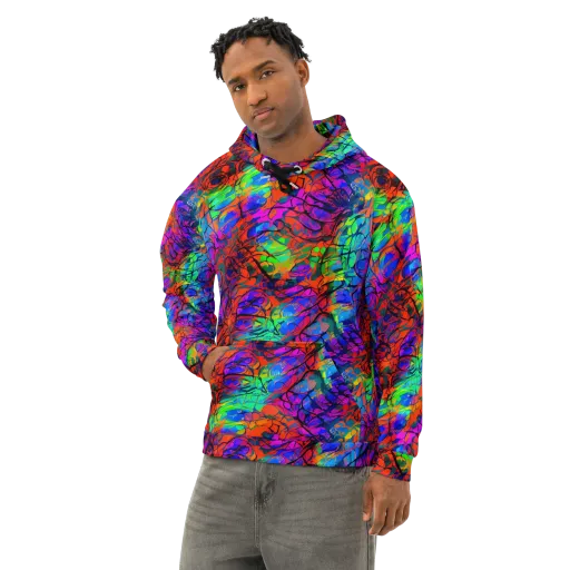 Fluorescent Reverie on a Cotton Hoodie