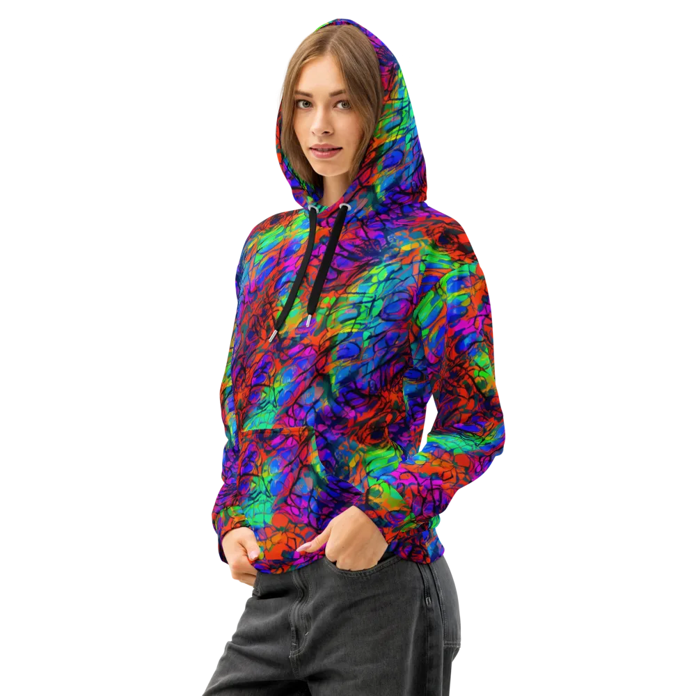 Fluorescent Reverie on Cotton Hoodie — Left Front