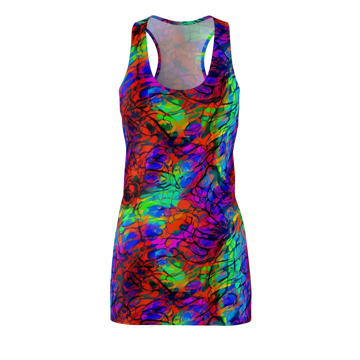 Fluorescent Reverie on Racerback Dress — Front