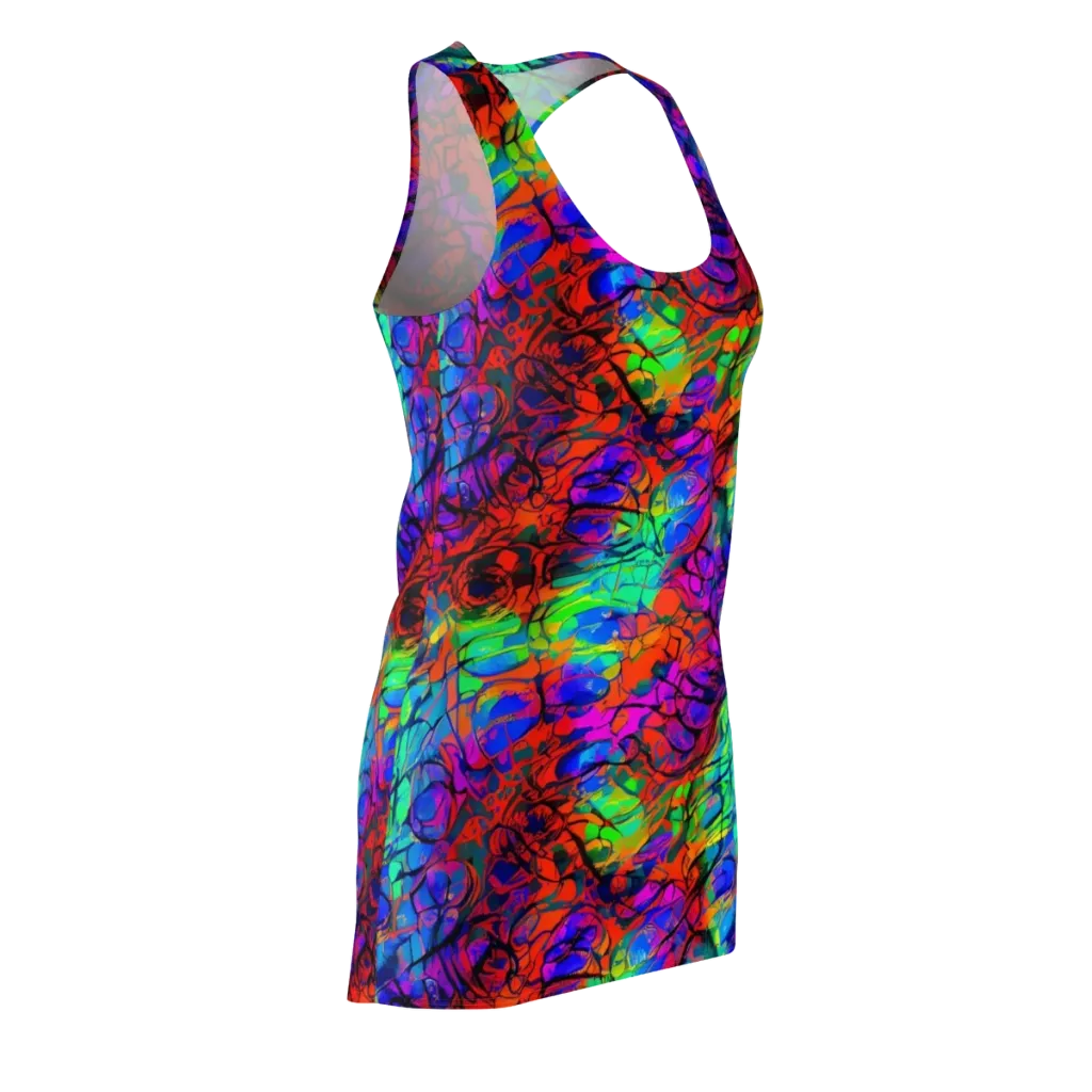 Fluorescent Reverie on Racerback Dress — Front Side