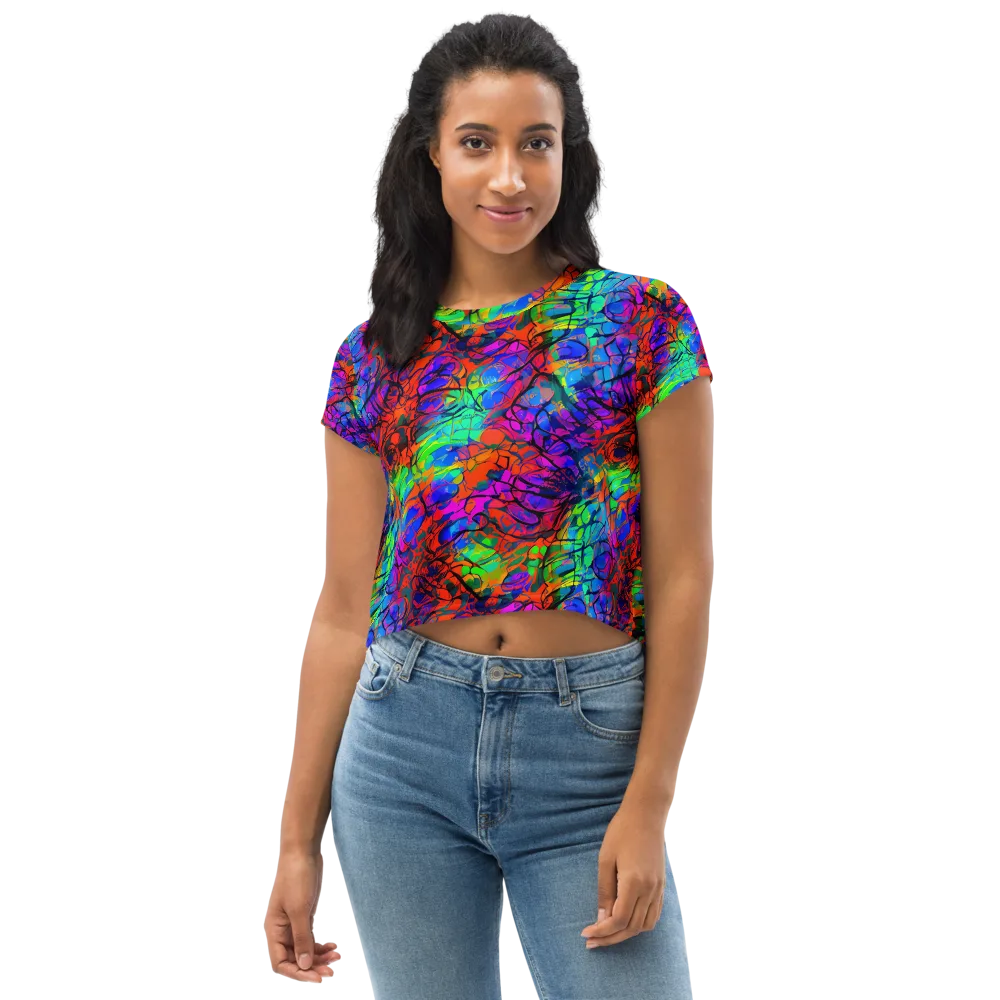 Fluorescent Reverie on Crop Tee — Front
