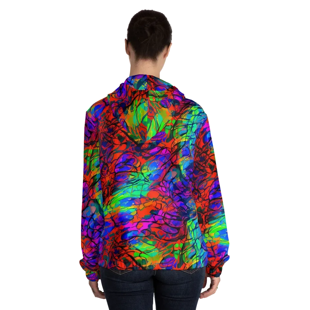 Fluorescent Reverie on Women's Full-Zip Hoodie — Back On Person