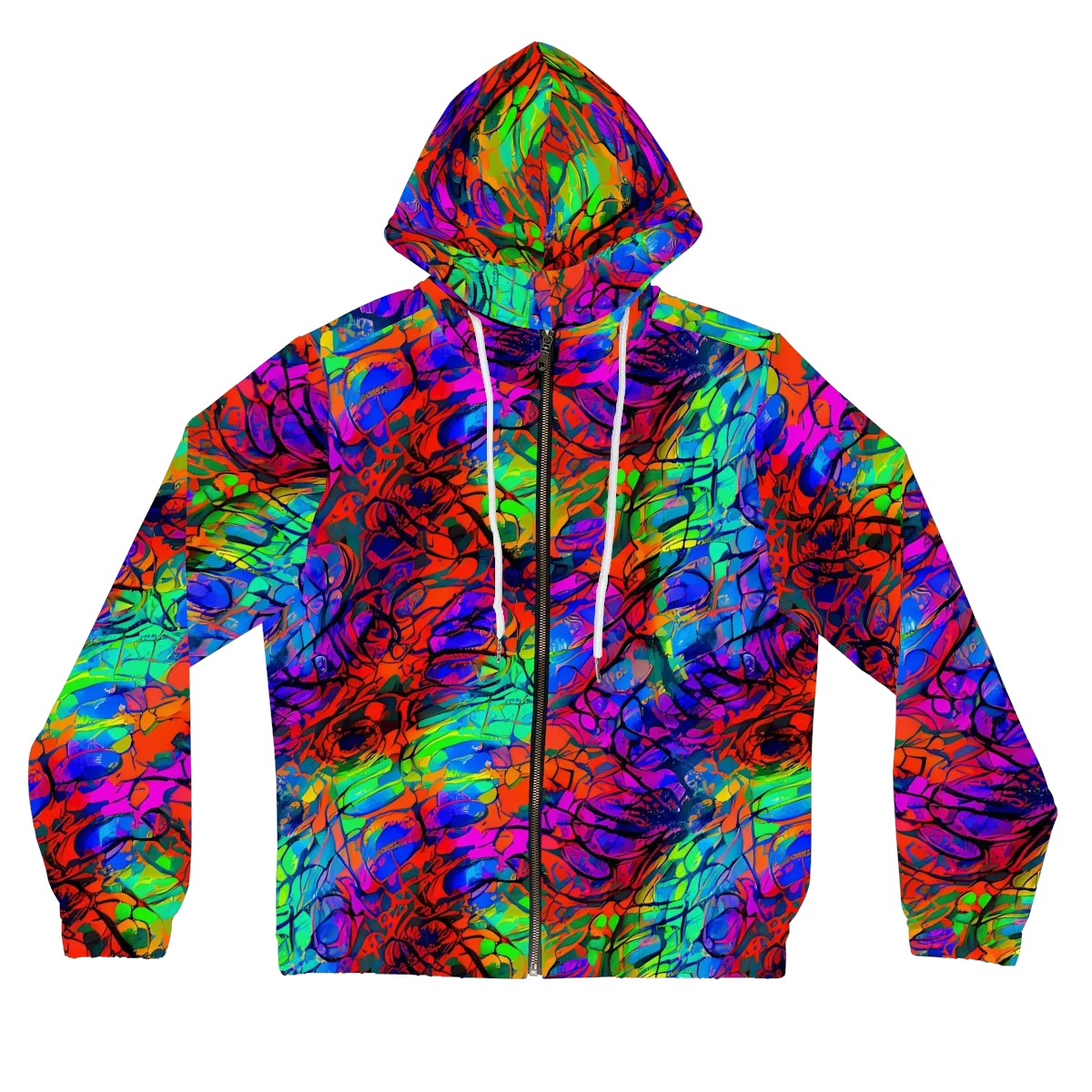 Fluorescent Reverie on Women's Full-Zip Hoodie — Front