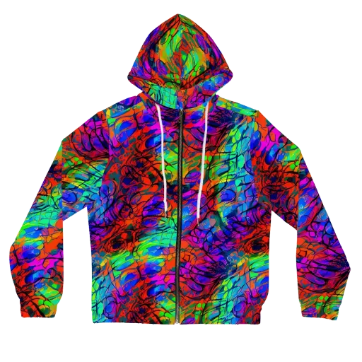 Fluorescent Reverie on a Women's Full-Zip Hoodie