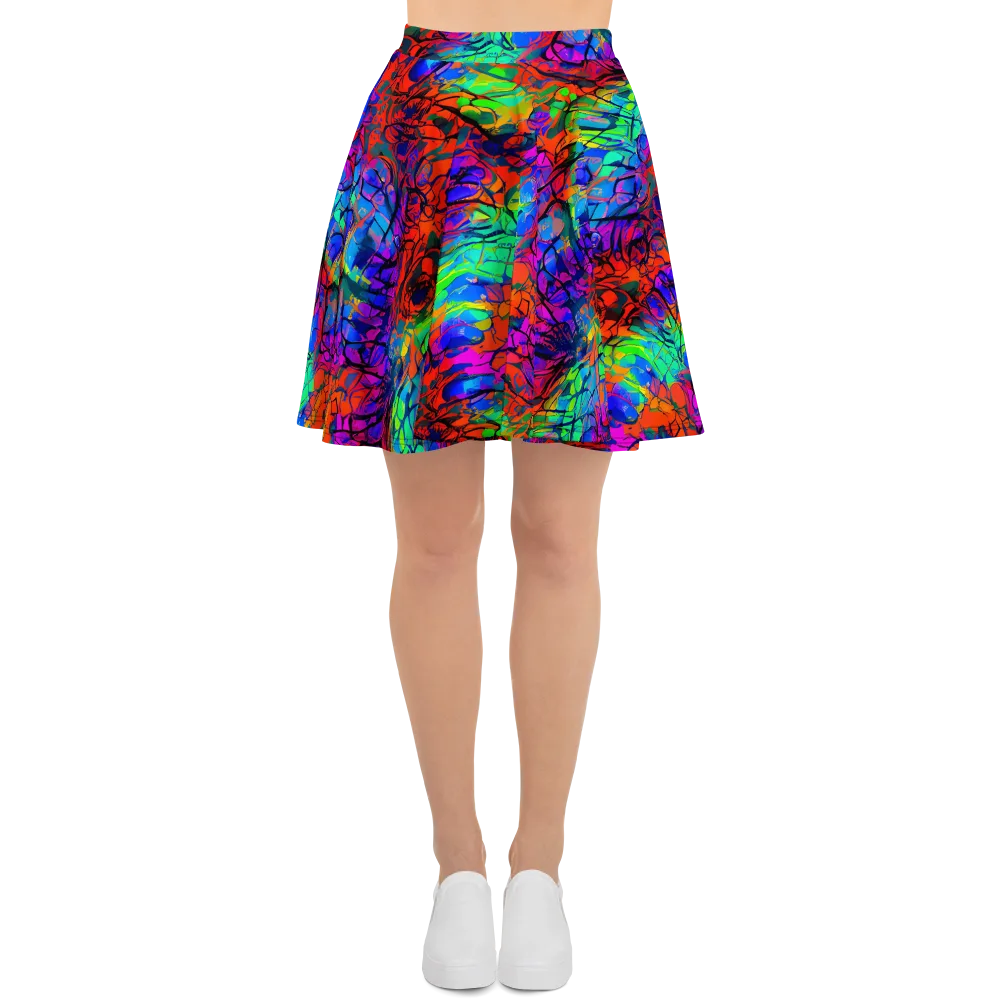 Fluorescent Reverie on Skater Skirt — Front