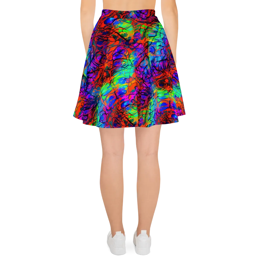 Fluorescent Reverie on Skater Skirt — Back