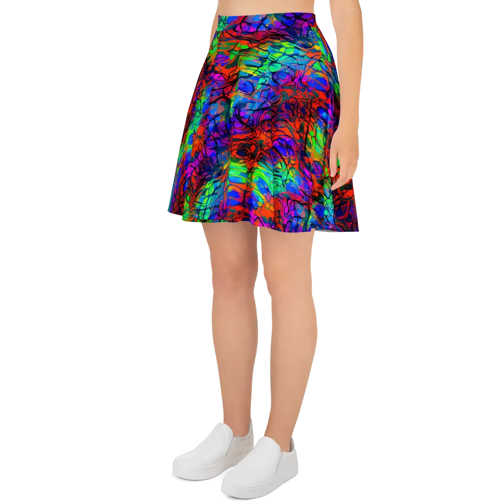 Fluorescent Reverie on Skater Skirt — Left