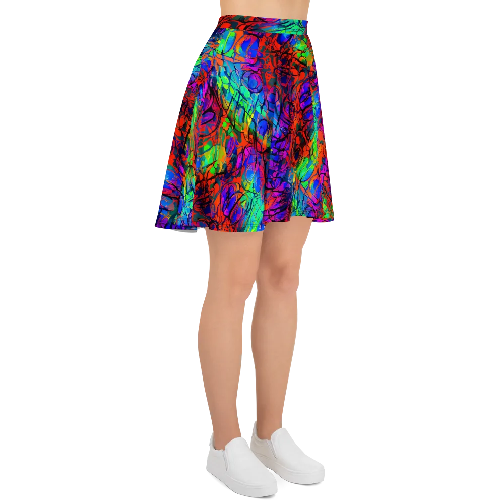 Fluorescent Reverie on Skater Skirt — Right