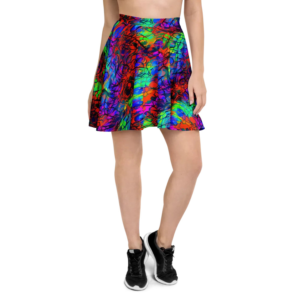 Fluorescent Reverie on Skater Skirt — Front