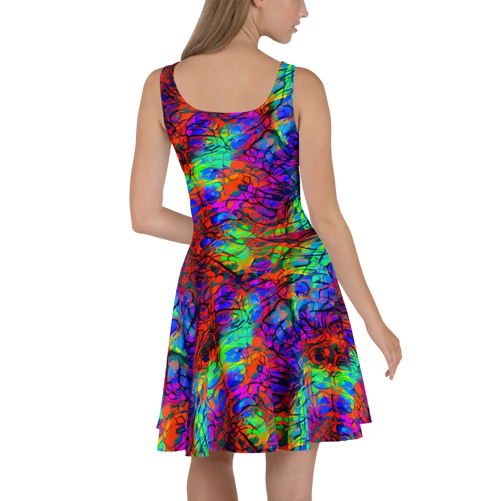 Fluorescent Reverie on Skater Dress — Back