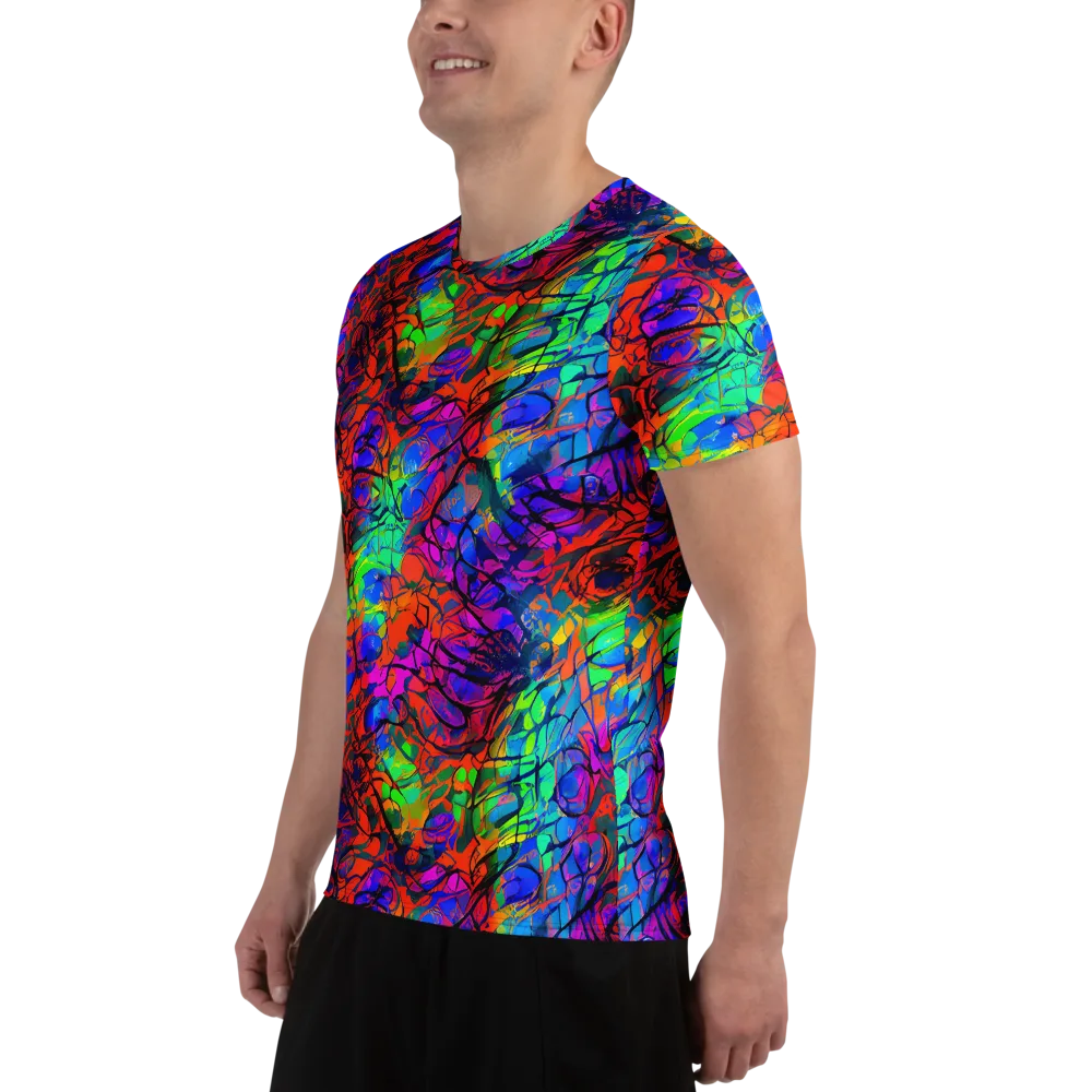 Fluorescent Reverie on Men's Athletic T-Shirt — Left