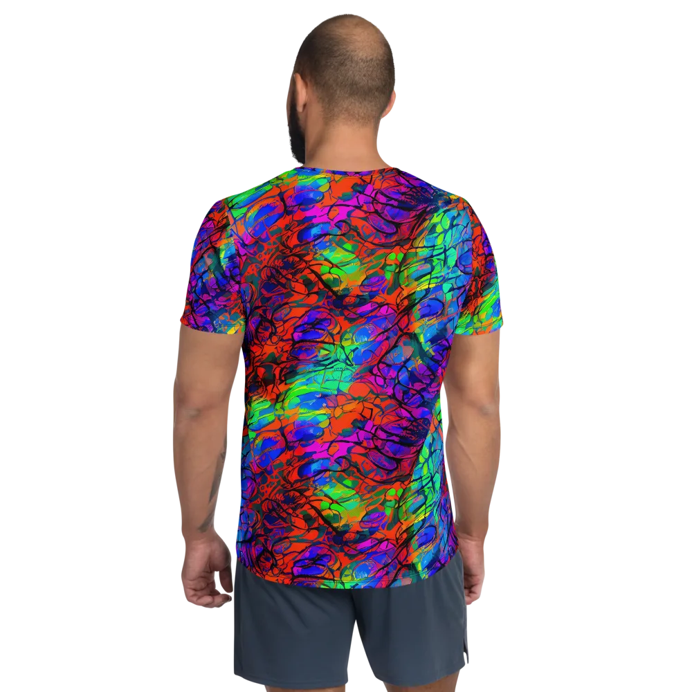 Fluorescent Reverie on Men's Athletic T-Shirt — Back