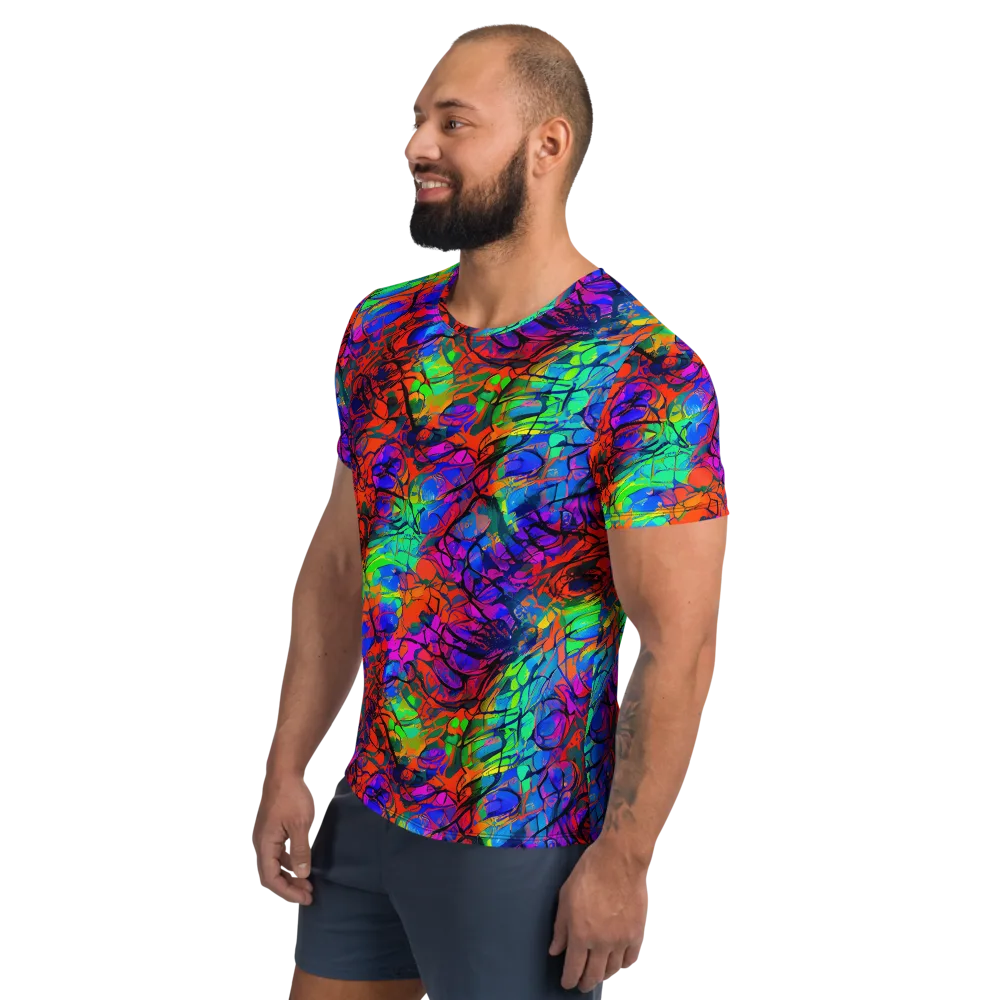 Fluorescent Reverie on Men's Athletic T-Shirt — Left