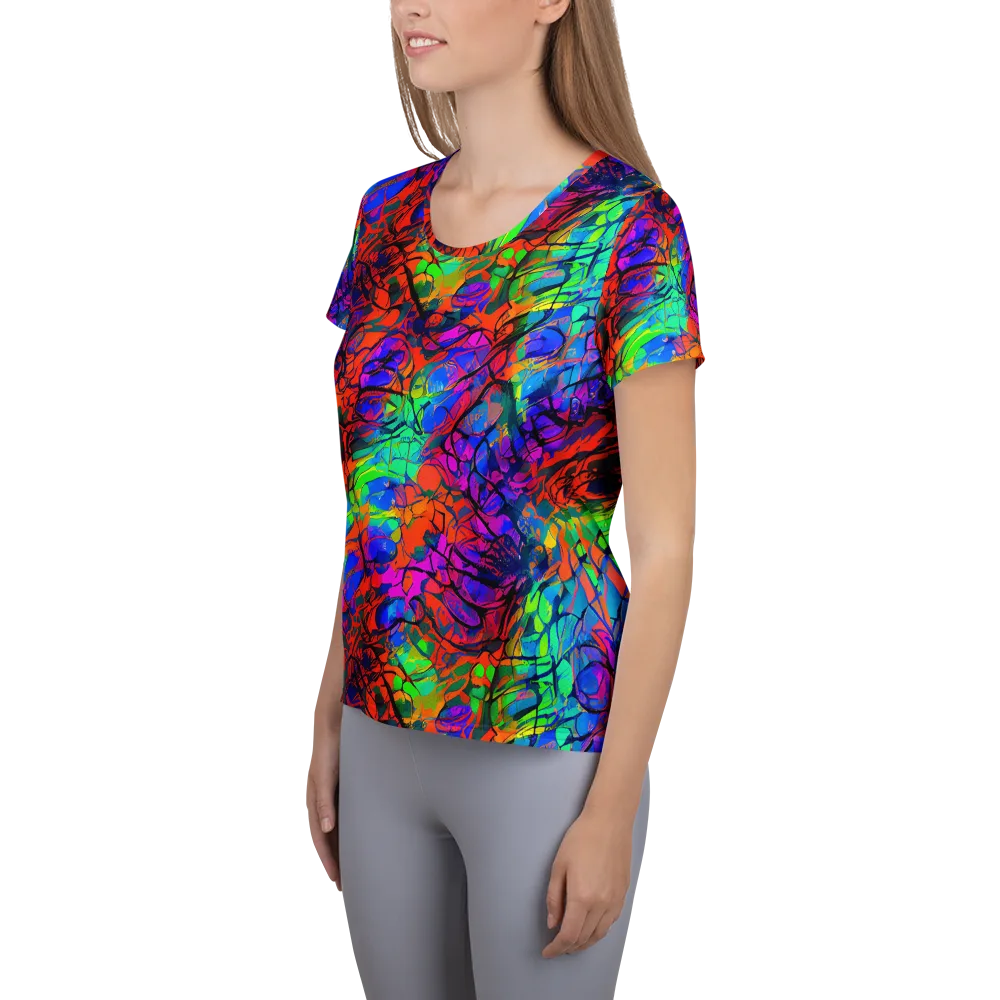 Fluorescent Reverie on Women's Athletic T-Shirt — Left