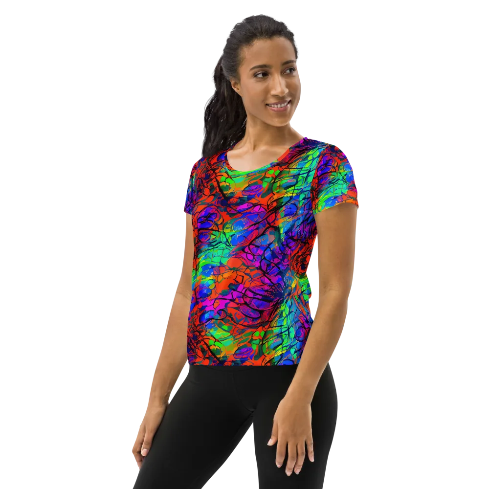 Fluorescent Reverie on Women's Athletic T-Shirt — Left