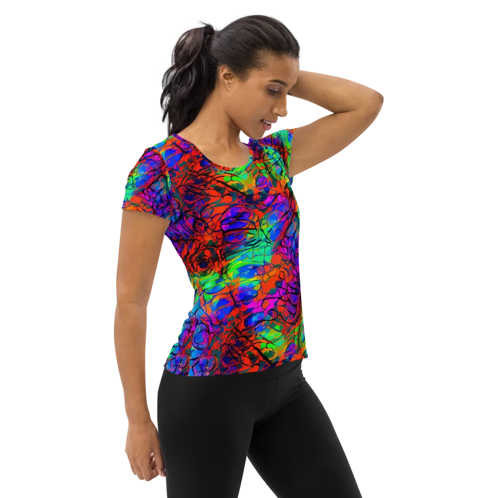 Fluorescent Reverie on Women's Athletic T-Shirt — Right