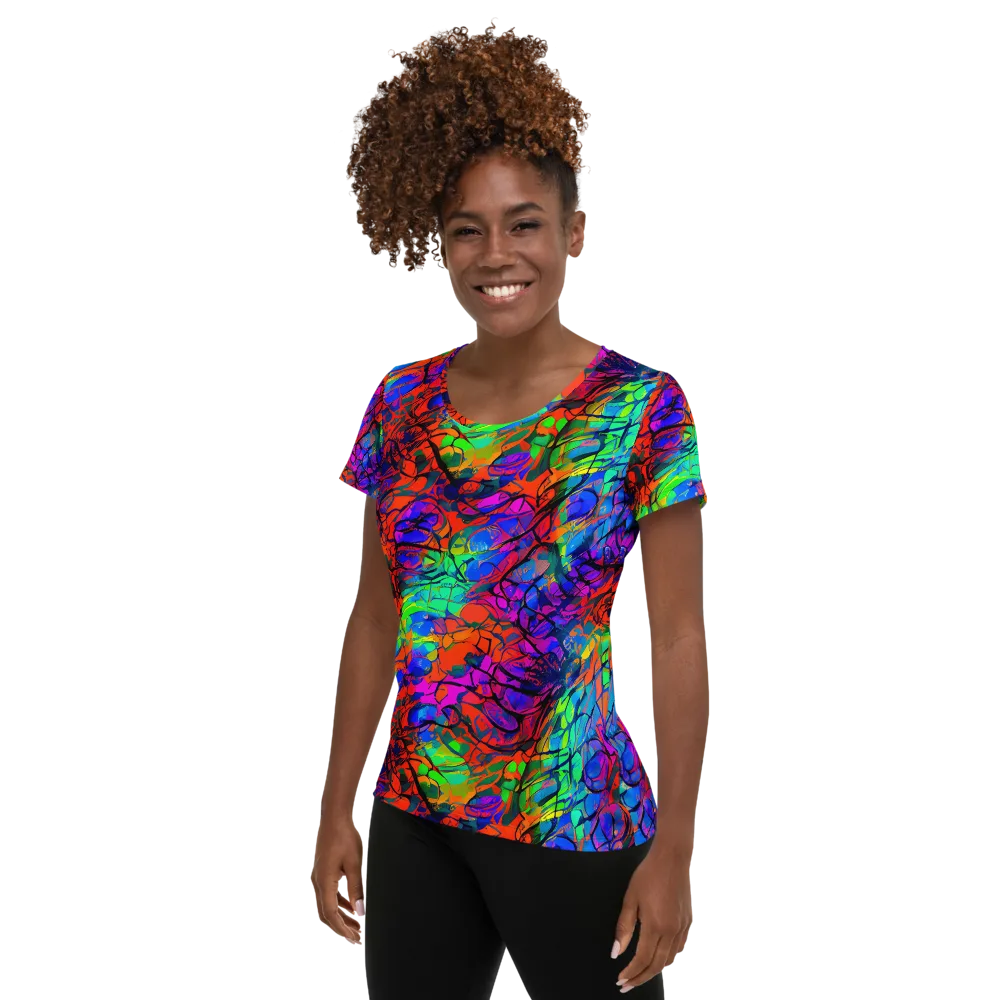 Fluorescent Reverie on Women's Athletic T-Shirt — Left