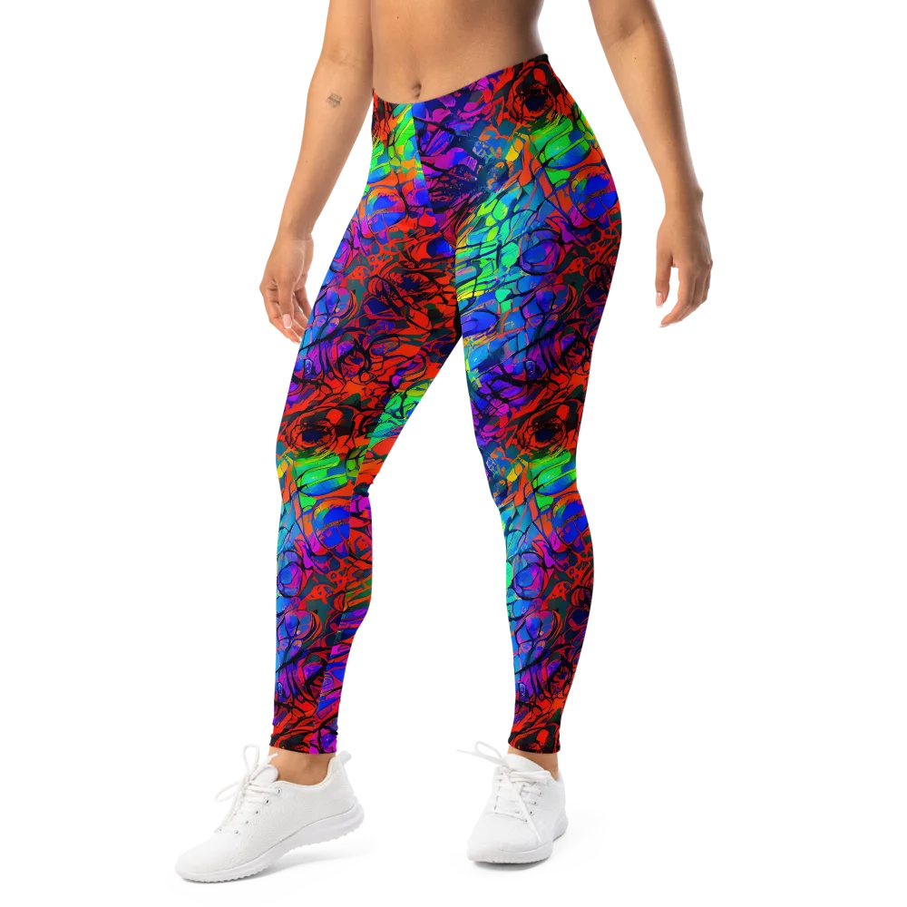 Fluorescent Reverie on Leggings — Left Front