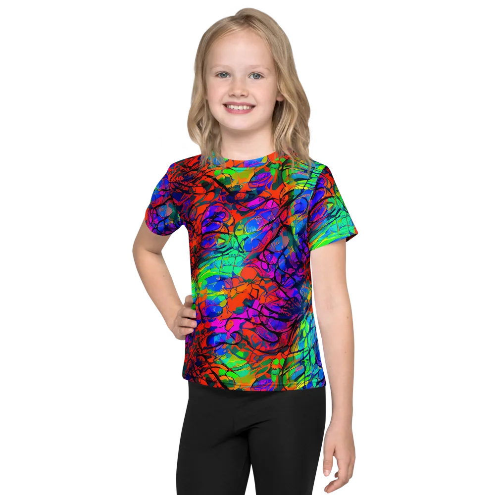 Fluorescent Reverie on Kids Crew Neck T-Shirt — Front