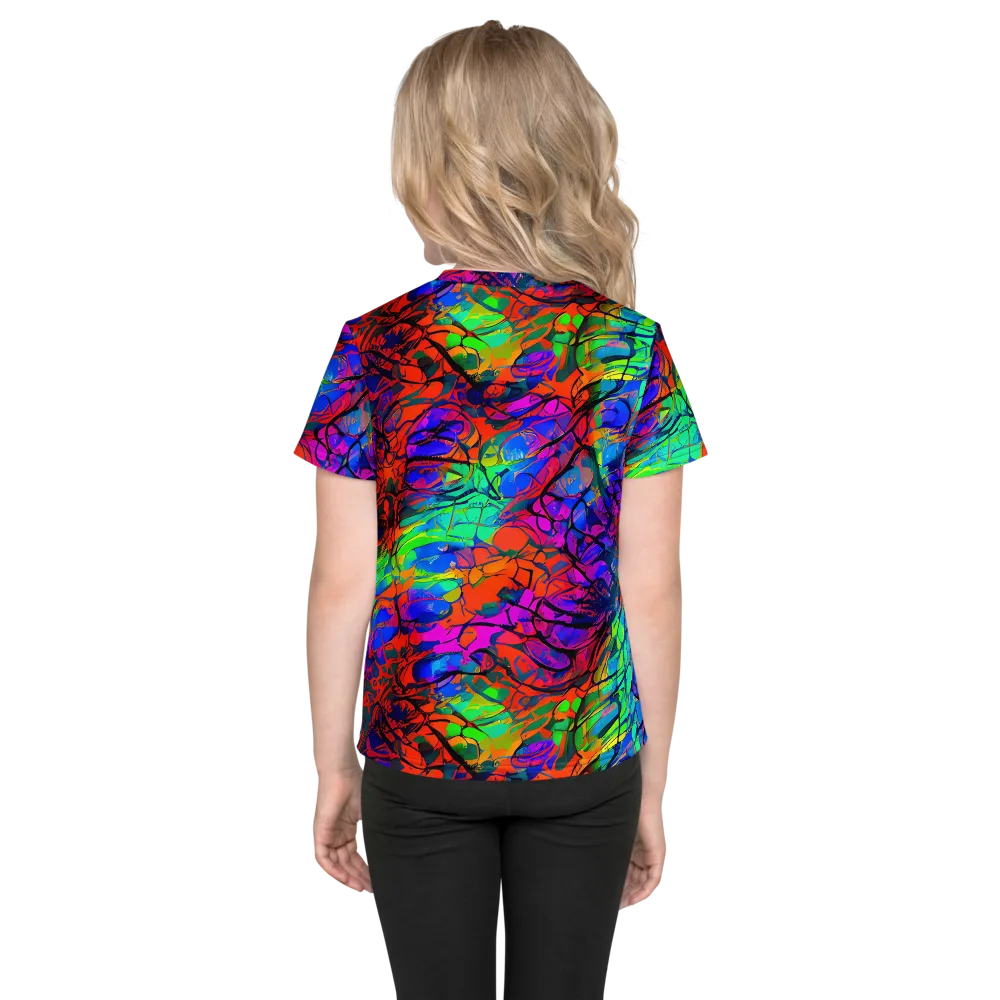Fluorescent Reverie on Kids Crew Neck T-Shirt — Back