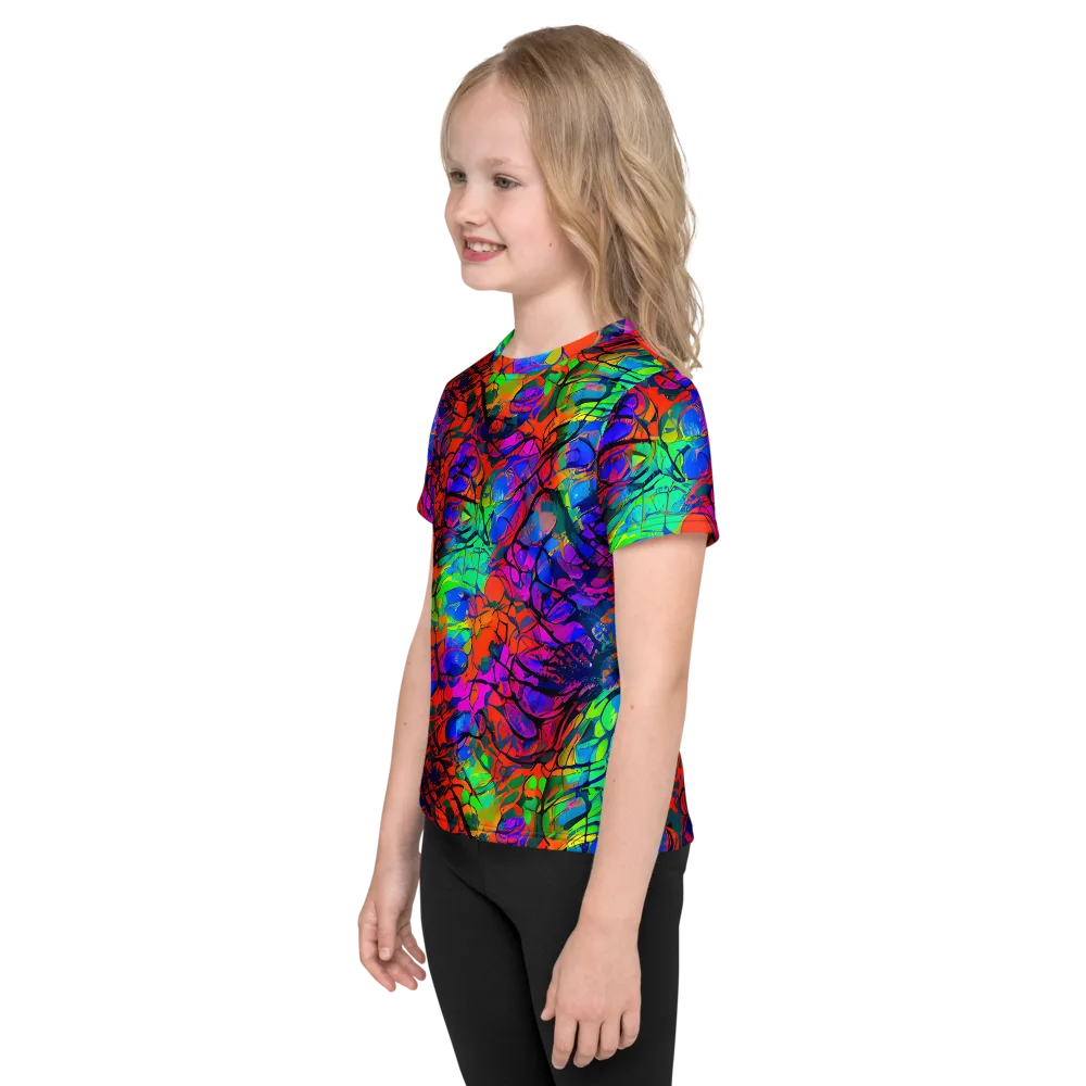 Fluorescent Reverie on Kids Crew Neck T-Shirt — Left