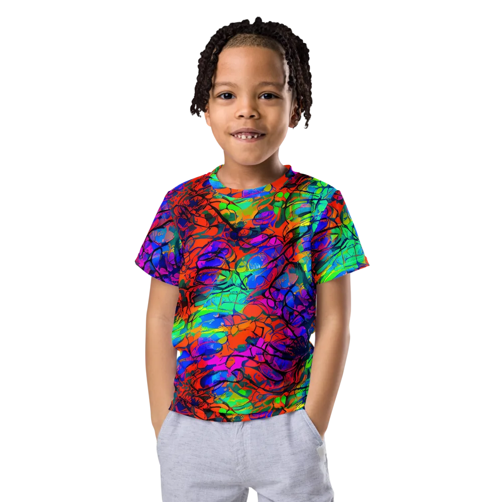 Fluorescent Reverie on Kids Crew Neck T-Shirt — Front