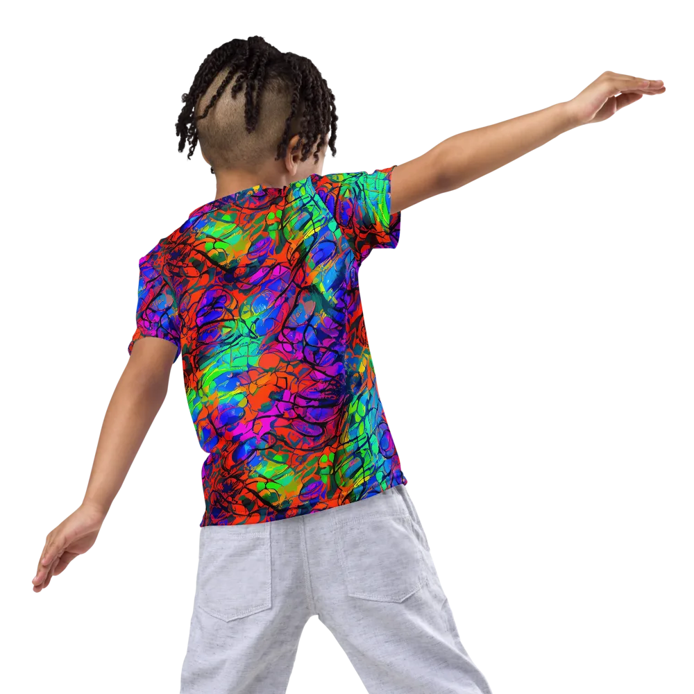 Fluorescent Reverie on Kids Crew Neck T-Shirt — Back