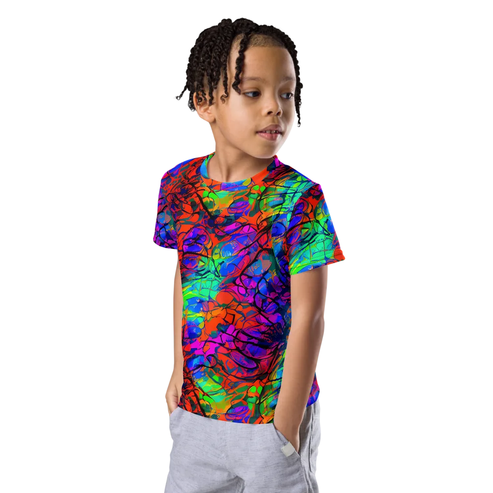 Fluorescent Reverie on Kids Crew Neck T-Shirt — Left Front