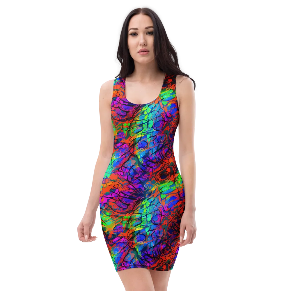 Fluorescent Reverie on Bodycon Dress — Front