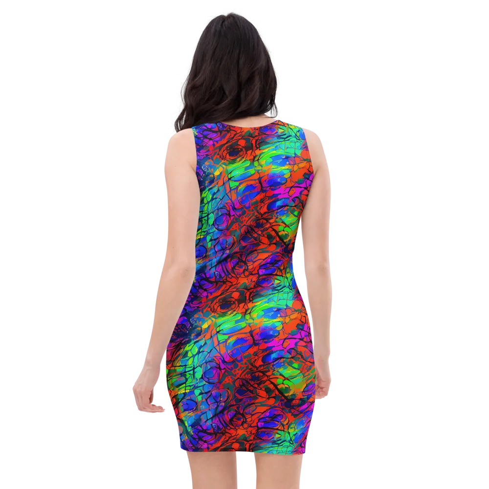 Fluorescent Reverie on Bodycon Dress — Back