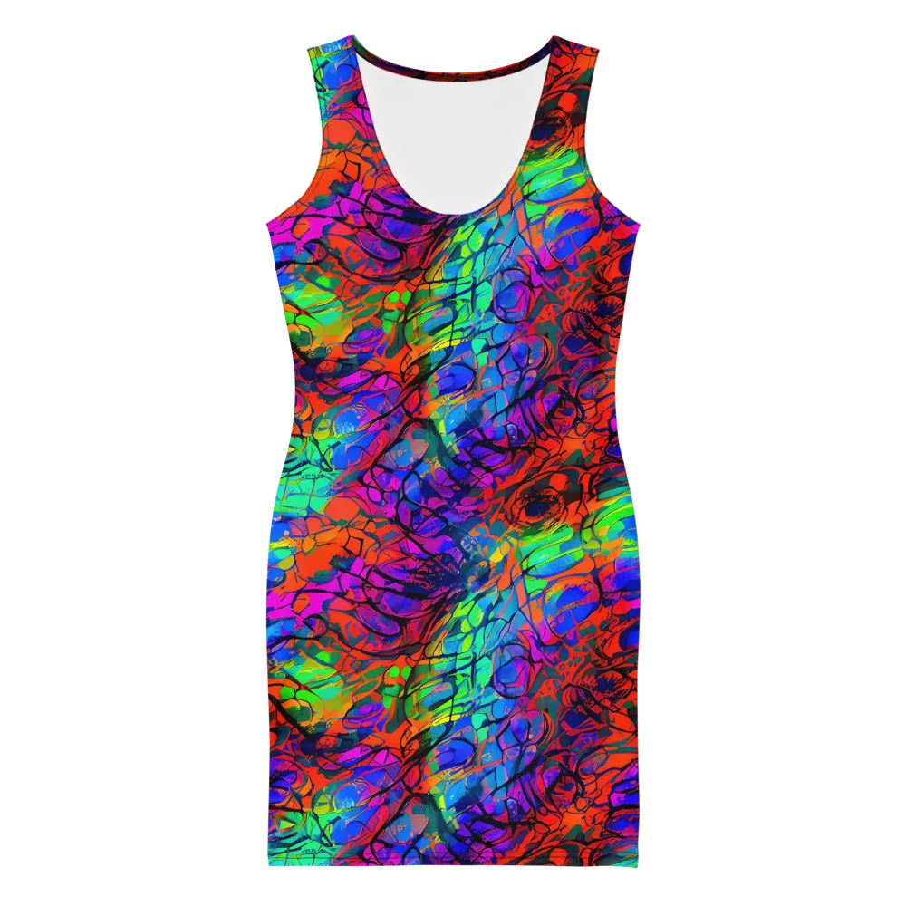 Fluorescent Reverie on Bodycon Dress — Front