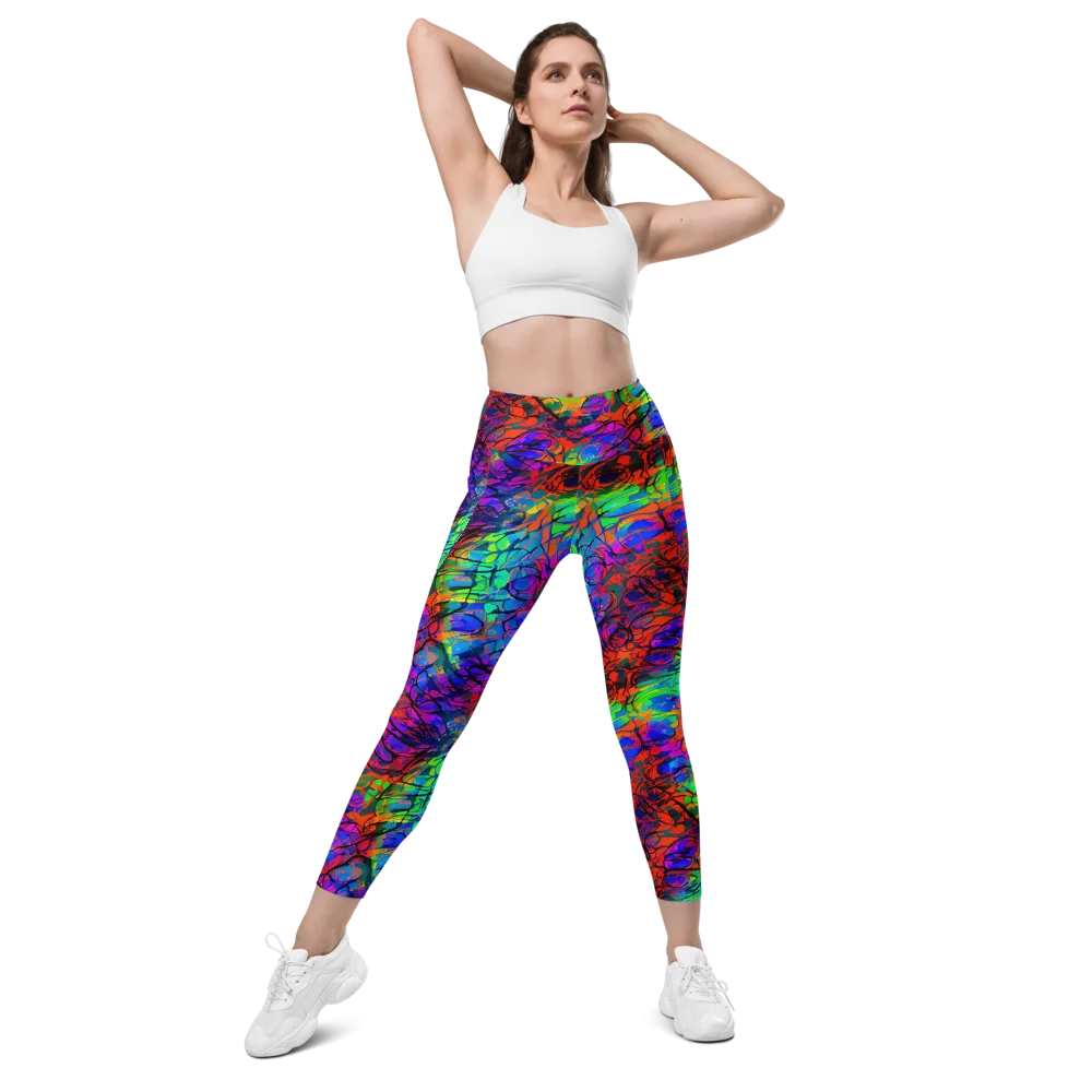 Fluorescent Reverie on Leggings with Pockets — Front