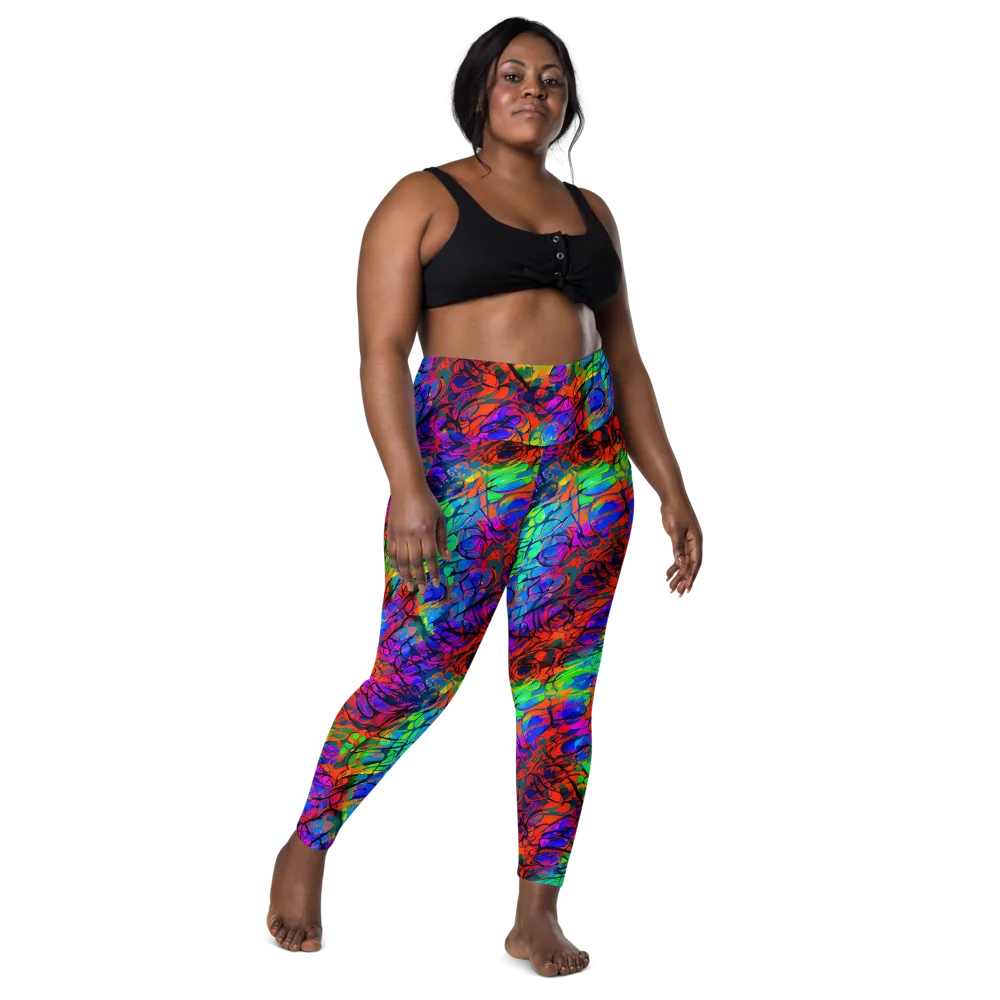 Fluorescent Reverie on Leggings with Pockets — Front
